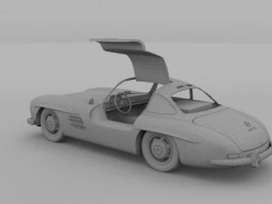 rigged mercedes 300sl gullwing with interior 3D Model