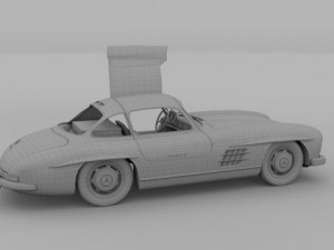 rigged mercedes 300sl gullwing with interior 3D 模型