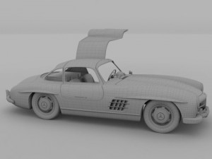 rigged mercedes 300sl gullwing with interior 3D 模型