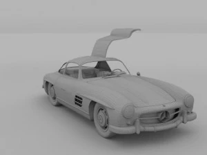 rigged mercedes 300sl gullwing with interior 3D Model