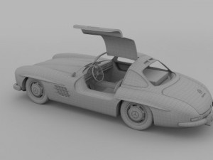rigged mercedes 300sl gullwing with interior 3D 模型