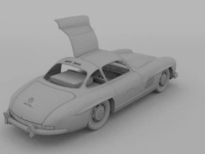 rigged mercedes 300sl gullwing with interior 3D Model