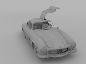 rigged mercedes 300sl gullwing with interior 3D 模型