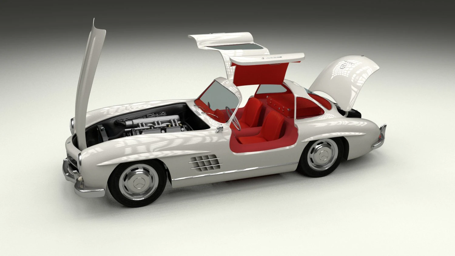 fully modelledrigged mercedes 300sl gullwing 3D Model .c4d .max .obj .3ds .fbx .stl .blend 