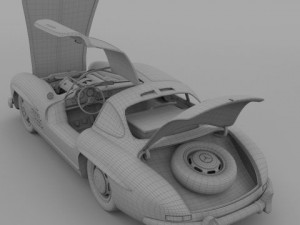 fully modelledrigged mercedes 300sl gullwing 3D Модель