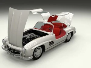 fully modelledrigged mercedes 300sl gullwing 3D Model