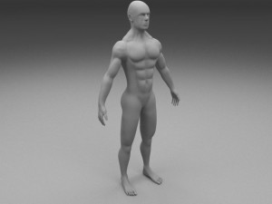 muscular human male clay model Modello 3D