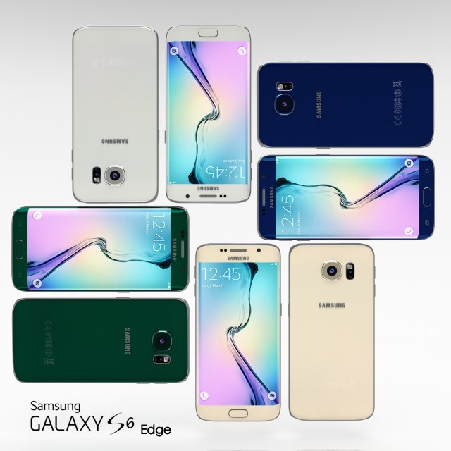 samsung galaxy s6 edge all color pack 3D-Modell .c4d .max .obj .3ds .fbx .stl .blend 