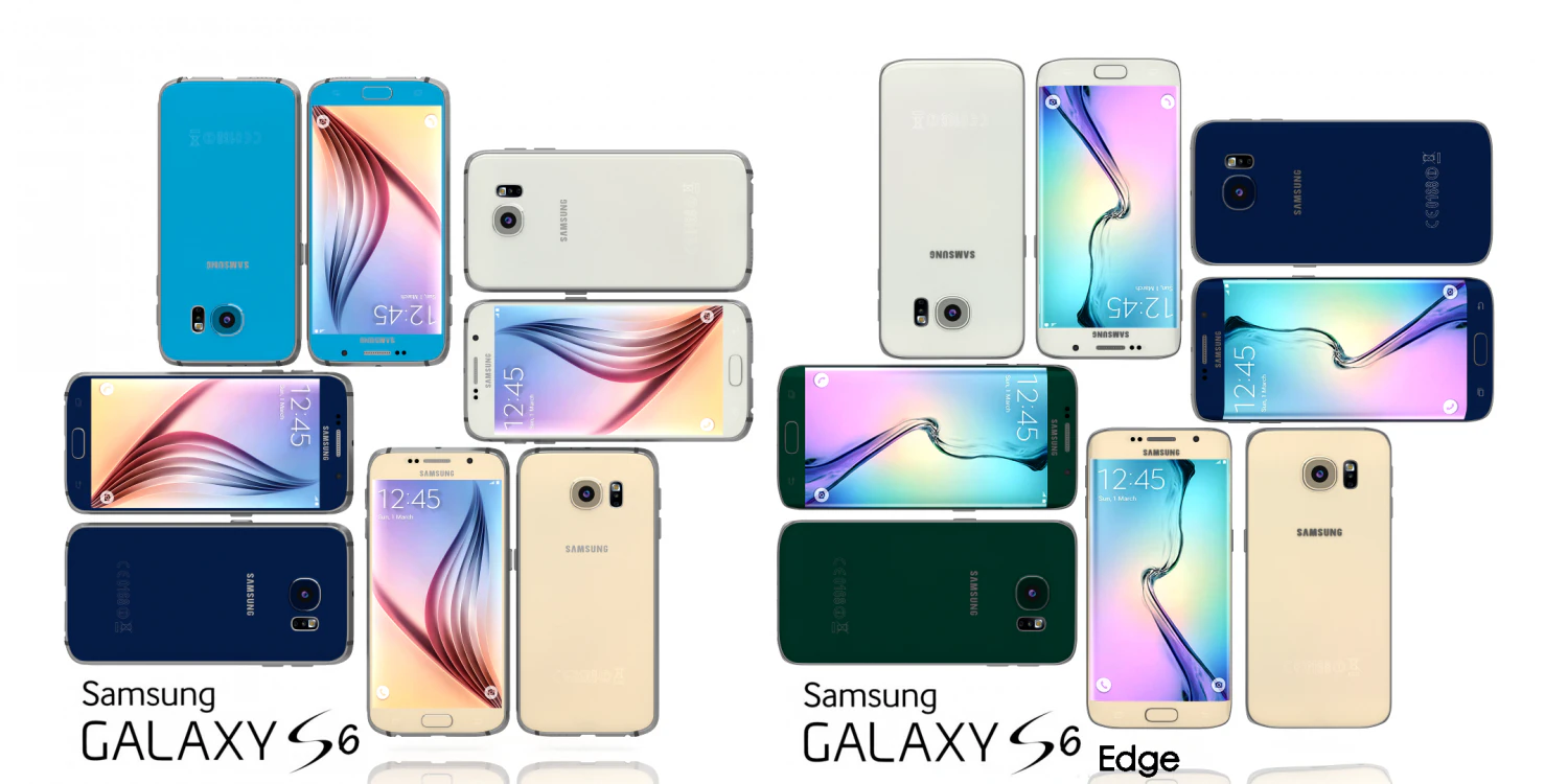 samsung galaxy s6 and s6 edge all color pack 3D Model .c4d .max .obj .3ds .fbx .stl .blend 