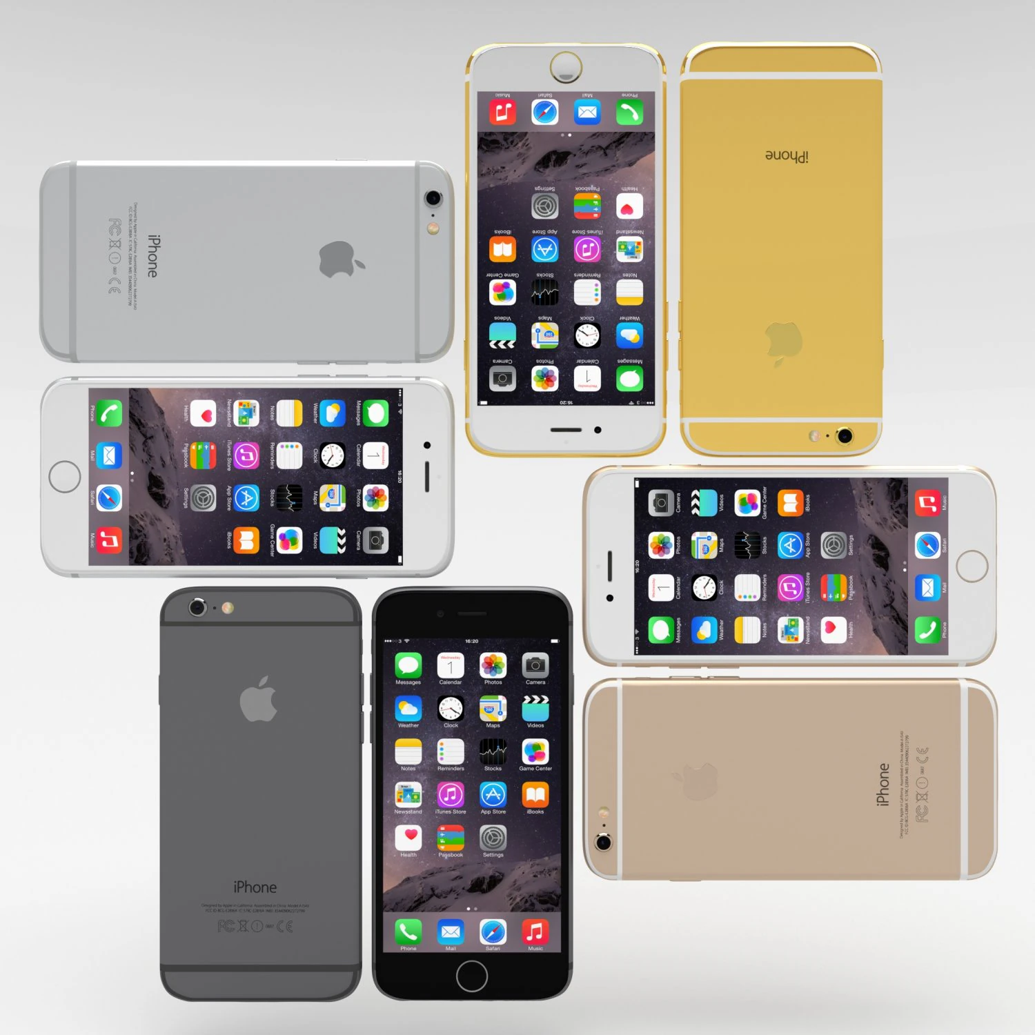 iphone 6 all pack 3D Model .c4d .max .obj .3ds .fbx .stl .blend