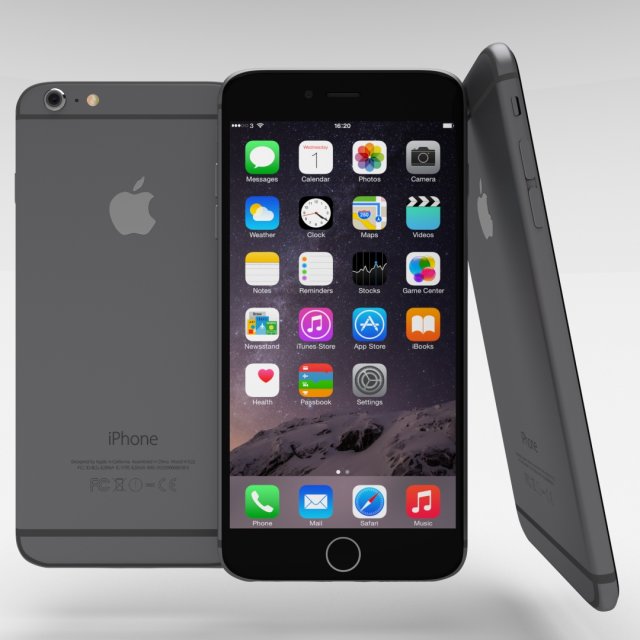iphone 6 plus space grey Model 3D .c4d .max .obj .3ds .fbx .stl .blend 