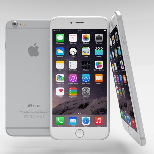 iphone 6 plus silver 3D Model .c4d .max .obj .3ds .fbx .stl .blend 