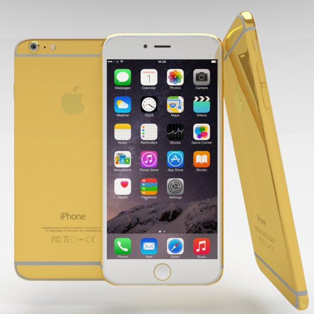 iphone 6 plus gold plated 3D Модель .c4d .max .obj .3ds .fbx .stl .blend 
