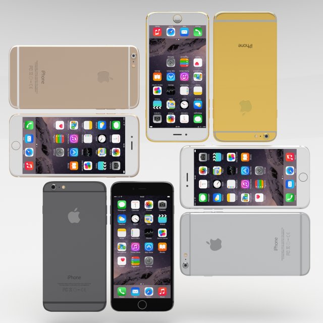 iphone 6 plus all pack 3D Model .c4d .max .obj .3ds .fbx .stl .blend 
