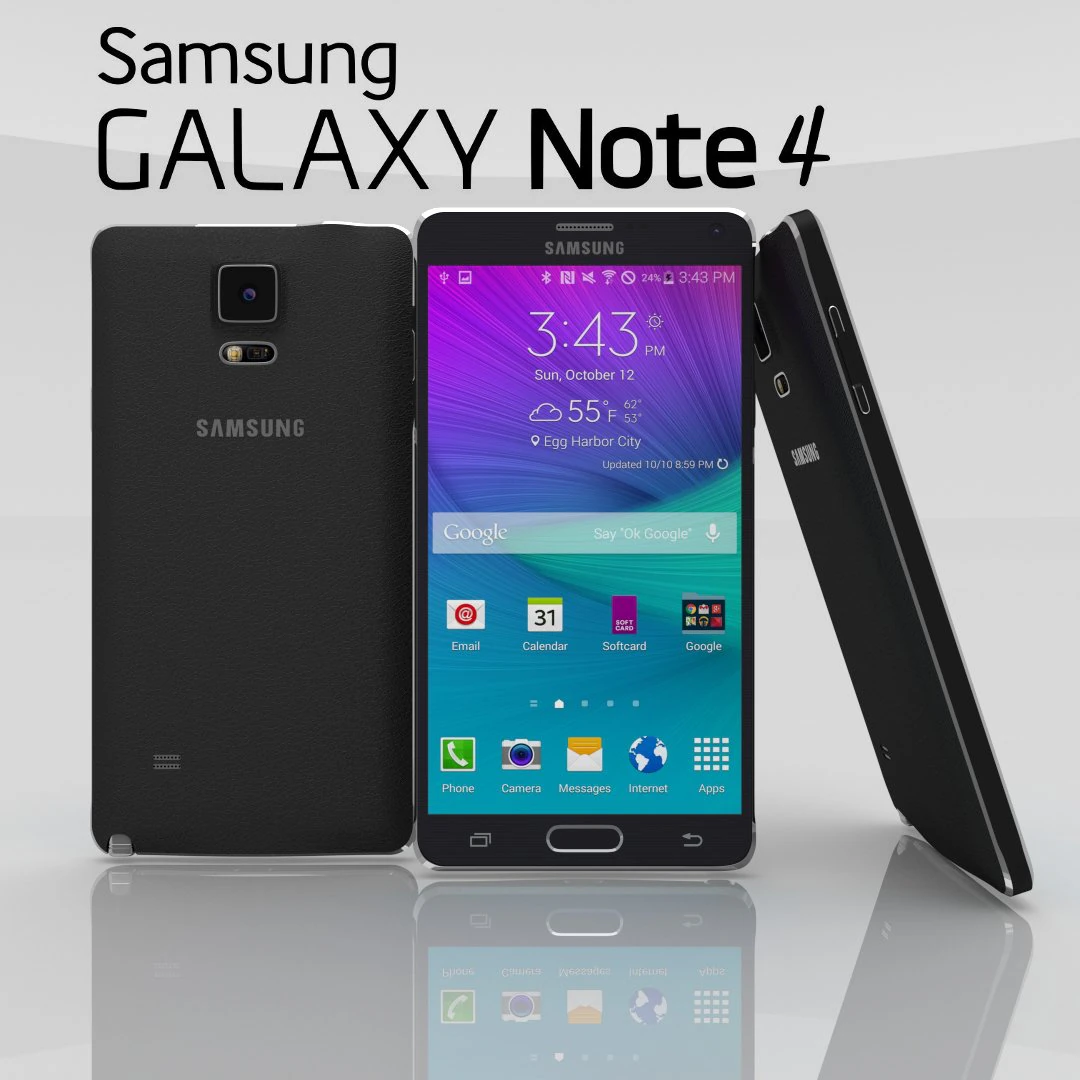 samsung galaxy note 4 charcoal black 3D Model .c4d .max .obj .3ds .fbx .stl .blend 