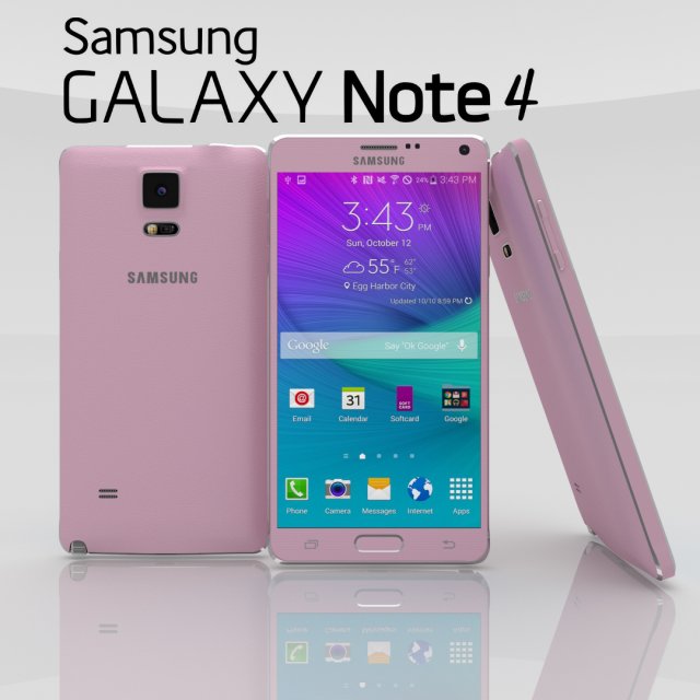 samsung galaxy note 4 blossom pink 3D-Modell .c4d .max .obj .3ds .fbx .stl .blend 