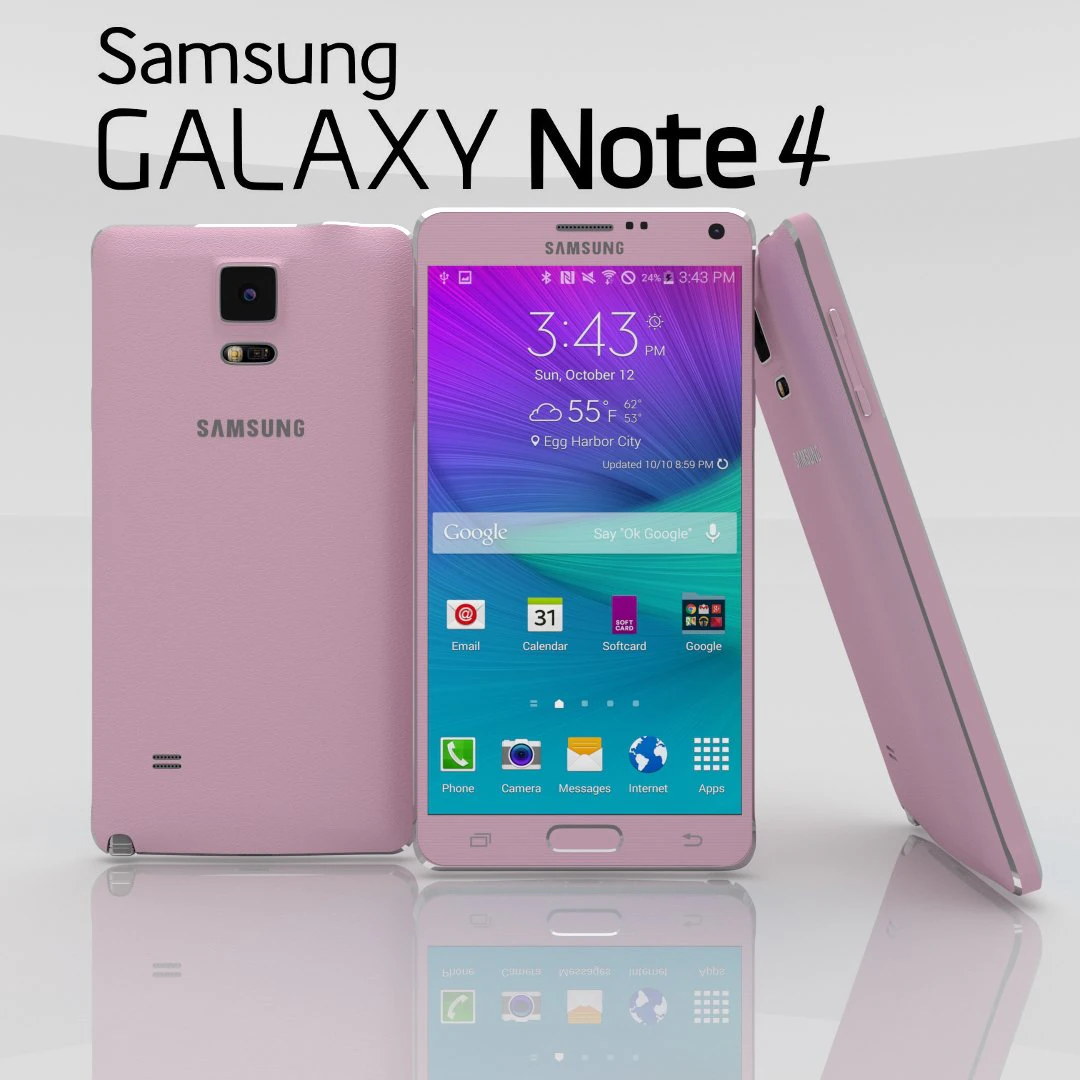 samsung galaxy note 4 blossom pink 3D Model .c4d .max .obj .3ds .fbx .stl .blend 
