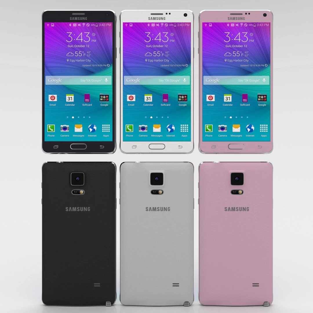 samsung galaxy note 4 pack 3D Model .c4d .max .obj .3ds .fbx .stl .blend