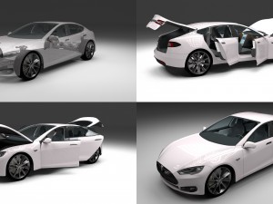 tesla model s with chassis-interior 3D 模型