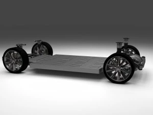 tesla model s with chassis-interior 3D Model