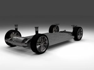 tesla model s with chassis-interior 3D Model