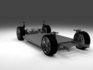 tesla model s with chassis-interior 3D Model