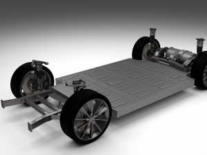 tesla model s with chassis-interior Modelo 3D