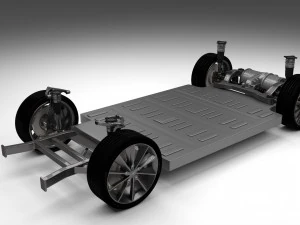 tesla model s with chassis-interior 3D Model