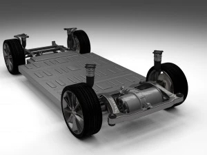 tesla model s with chassis-interior 3D Model