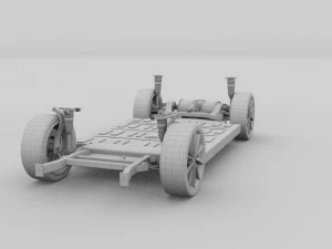 tesla model s with chassis-interior 3D Model
