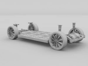 tesla model s with chassis-interior 3D Model