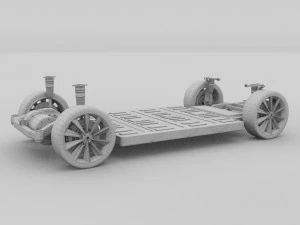 tesla model s with chassis-interior 3D Model