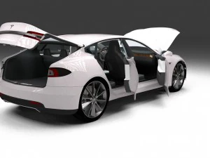 tesla model s with chassis-interior 3D Model