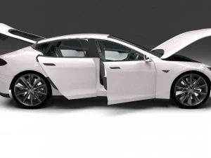 tesla model s with chassis-interior 3D Model
