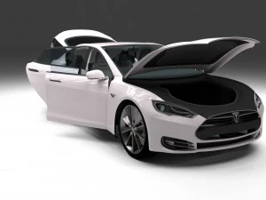 tesla model s with chassis-interior 3D Model