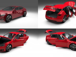 tesla model s with chassis-interior 3Dモデル