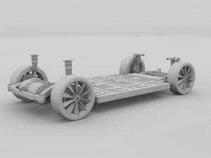 tesla model s with chassis-interior 3D Model