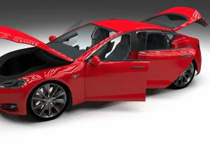 tesla model s with chassis-interior 3D Model