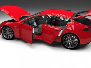 tesla model s with chassis-interior 3D Model