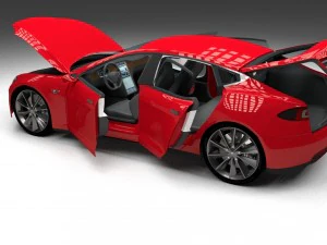 tesla model s with chassis-interior 3D Model