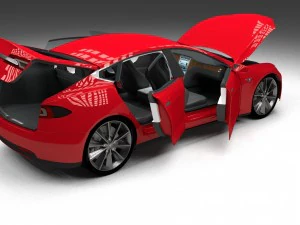 tesla model s with chassis-interior 3D Model