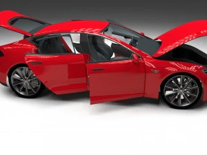 tesla model s with chassis-interior 3D Model
