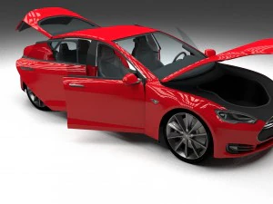 tesla model s with chassis-interior 3D Model