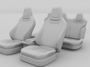 tesla model s seats cream 3D Модель
