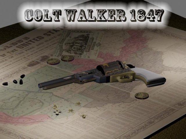 colt walker 1847 Model 3D .c4d .max .obj .3ds .fbx .stl .blend 