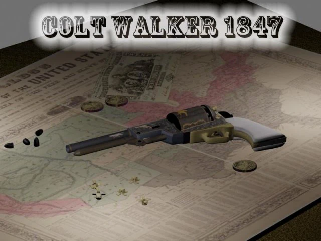 colt walker 1847 3D Model .c4d .max .obj .3ds .fbx .stl .blend 