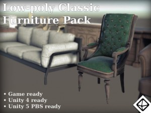 lowpoly classic furniture pack Modelo 3D