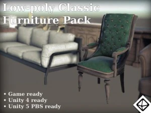 lowpoly klasik mobilya paketi 3D Model