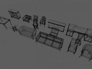 lowpoly classic furniture pack 3D Модель