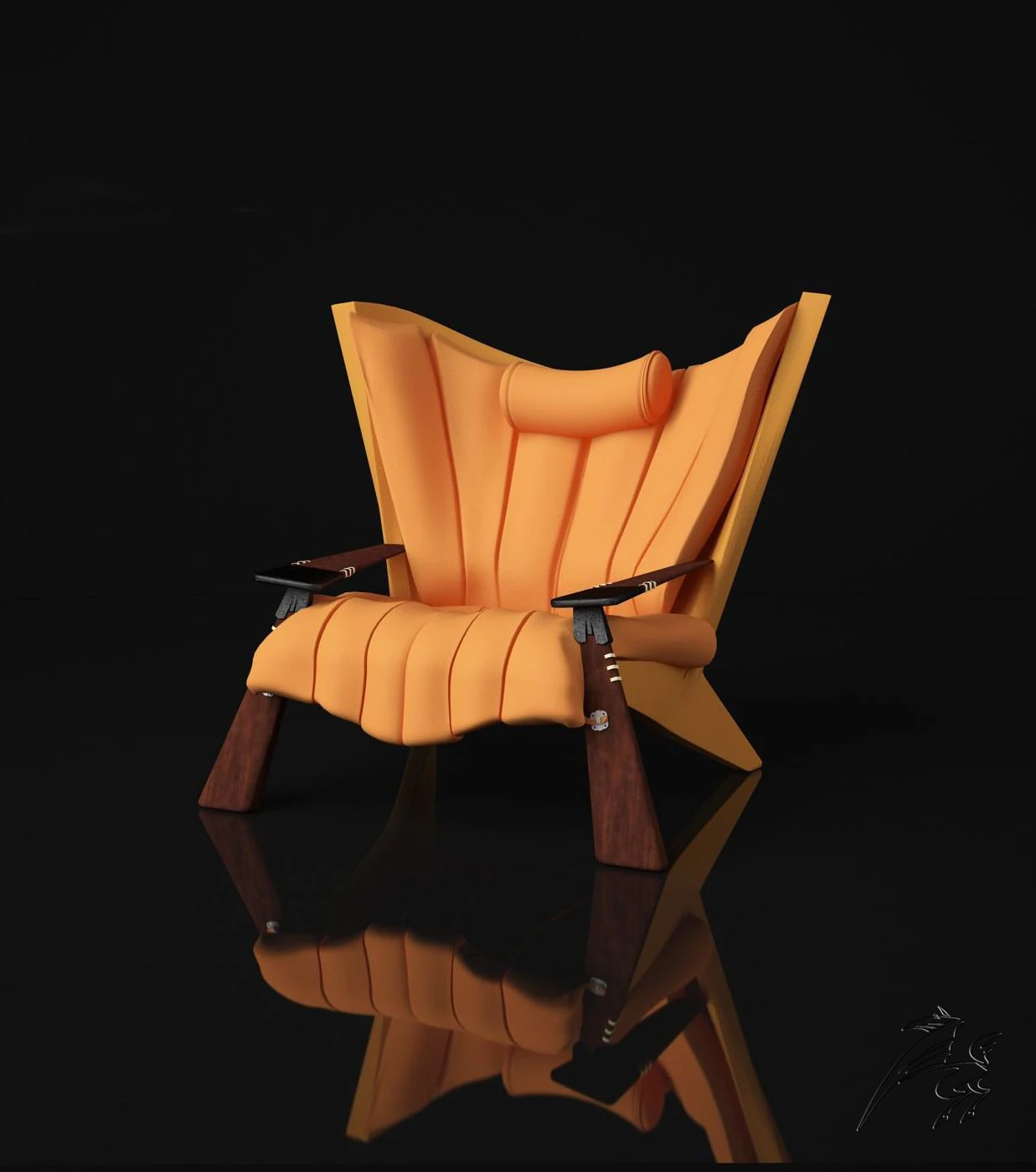 chair yellow 3D Model .c4d .max .obj .3ds .fbx .stl .blend